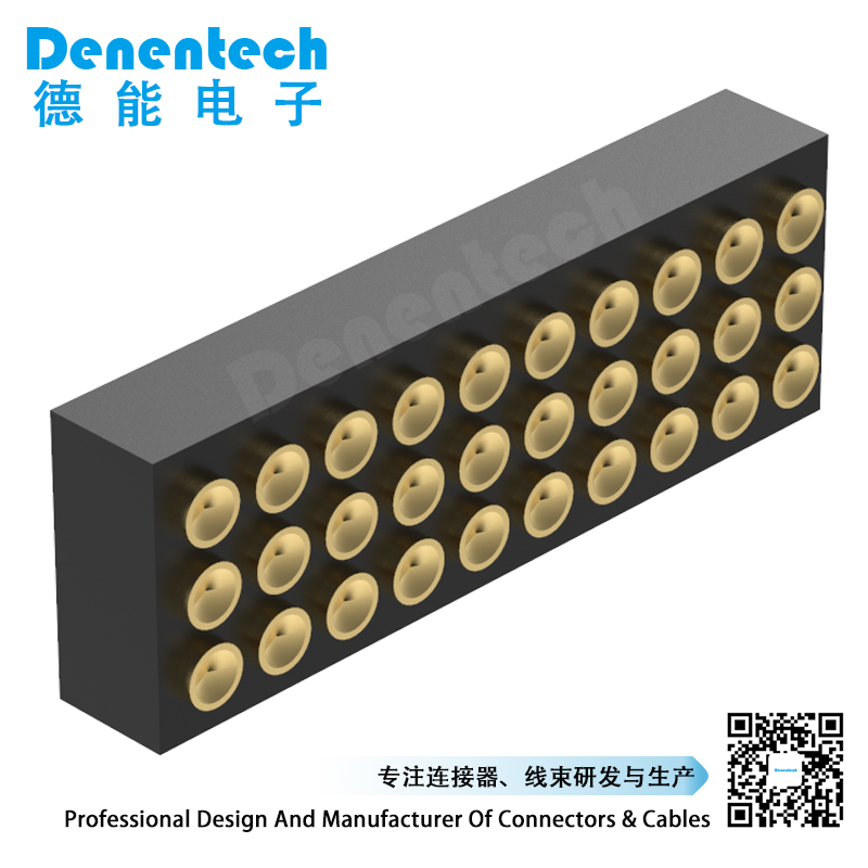 Denentech Dongguan factory 1.27MM pogo pin H2.0MM triple row female straight SMT concave power on connector